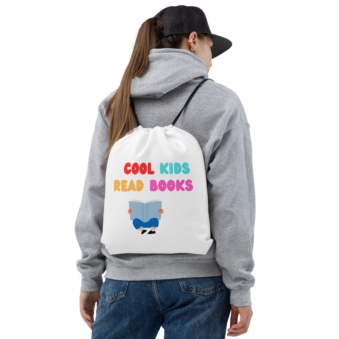 Cool Kids Read Books Drawstring bag