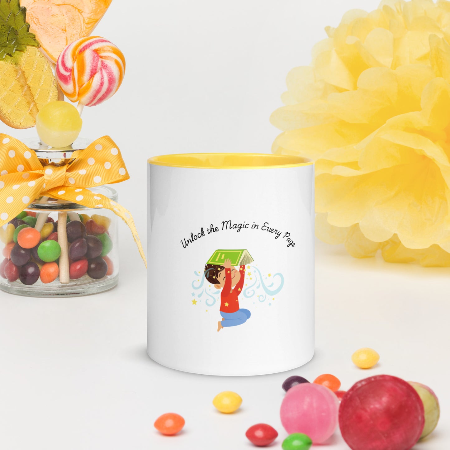 Tiny Tales by KM Mug with Yellow Inside