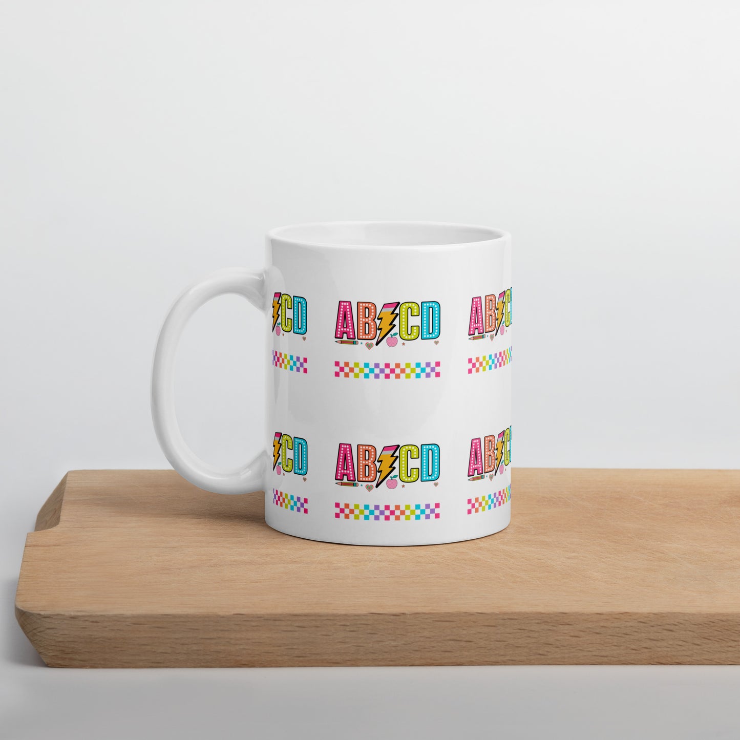 ABCD Back to School White glossy mug