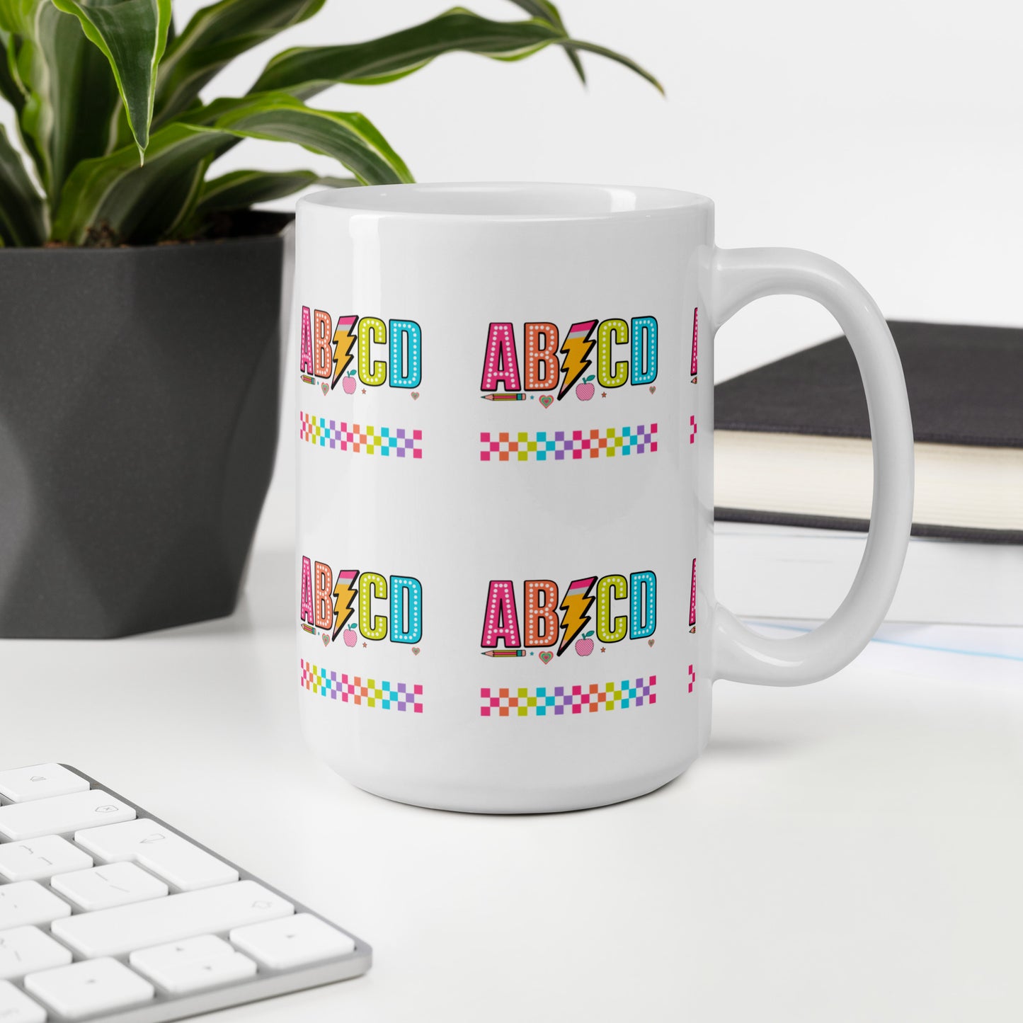 ABCD Back to School White glossy mug